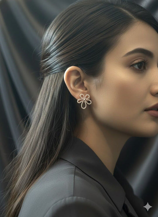 Pearl Bloom Stud Earrings – Timeless Floral Elegance