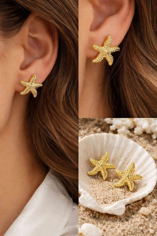 Golden Starfish Stud Earrings – Coastal Luxe Edit