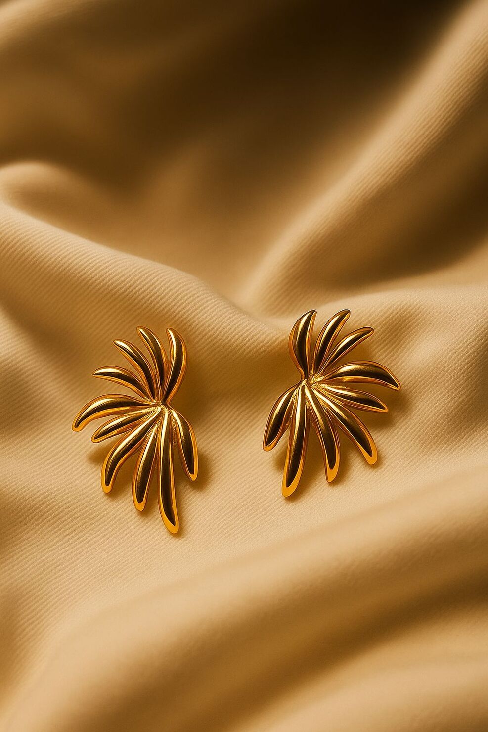 Golden Palm Whisper Stud Earrings