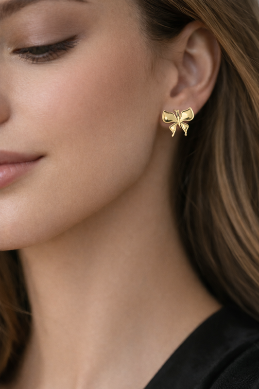 Minimalist Gold Bow Stud Earrings