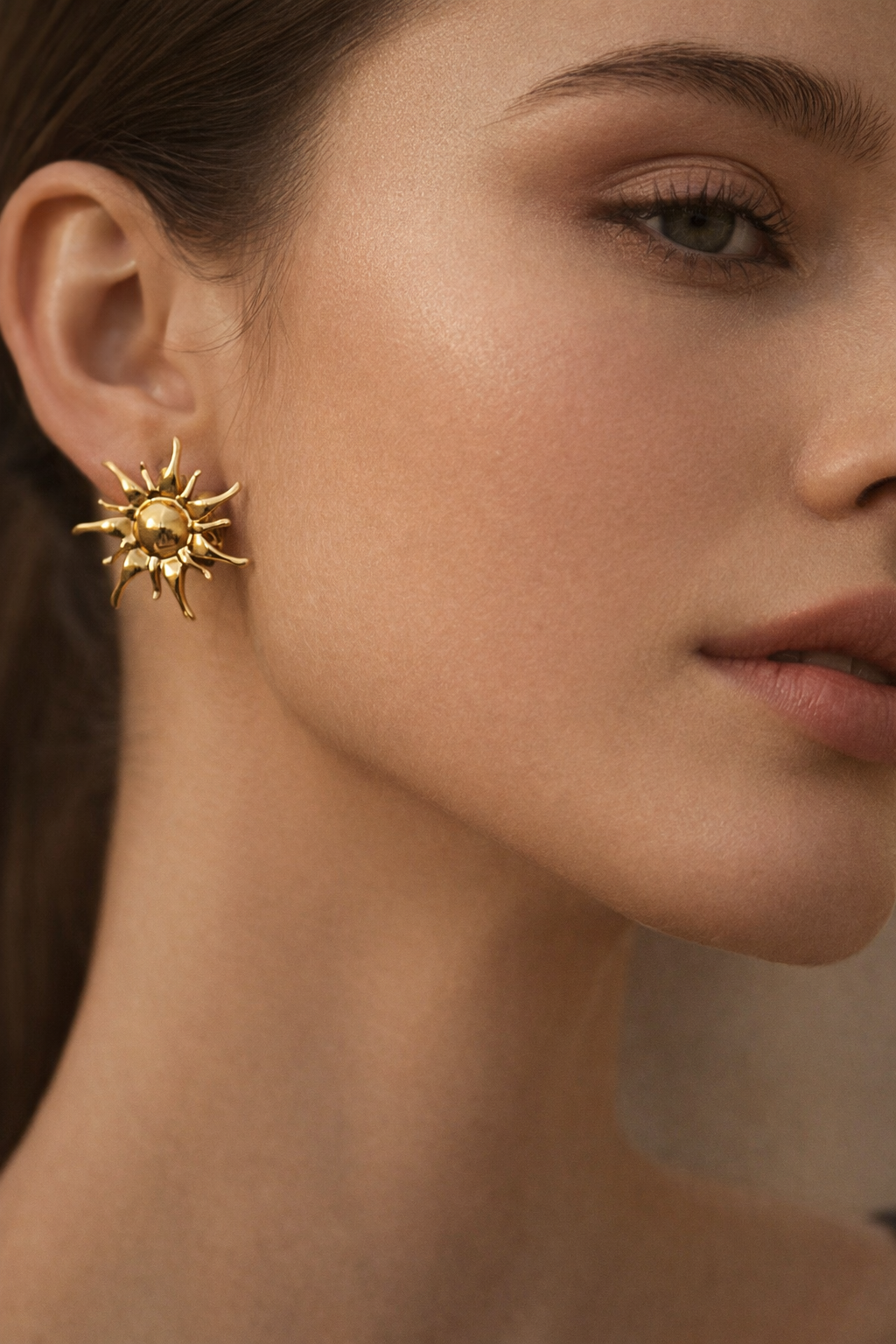 Golden Sunburst Statement Stud Earrings
