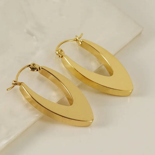 Golden Marquise Hoop Earrings – Modern Luxe