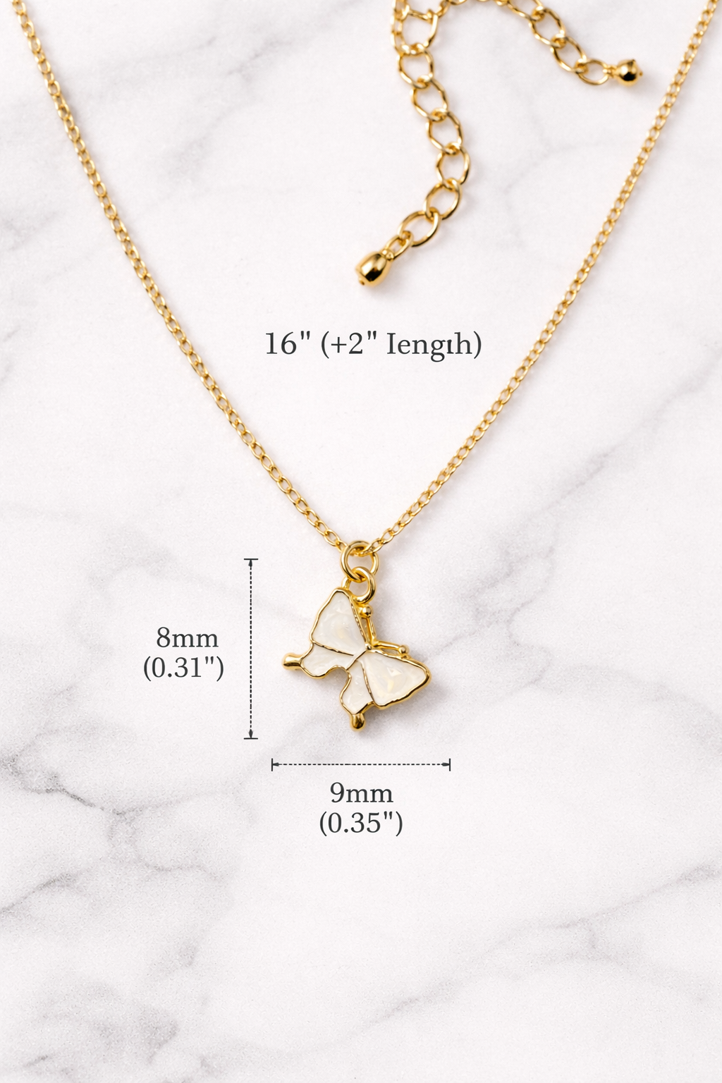 MODFUSE Butterfly Charm Pendant Necklace – Gold Finish