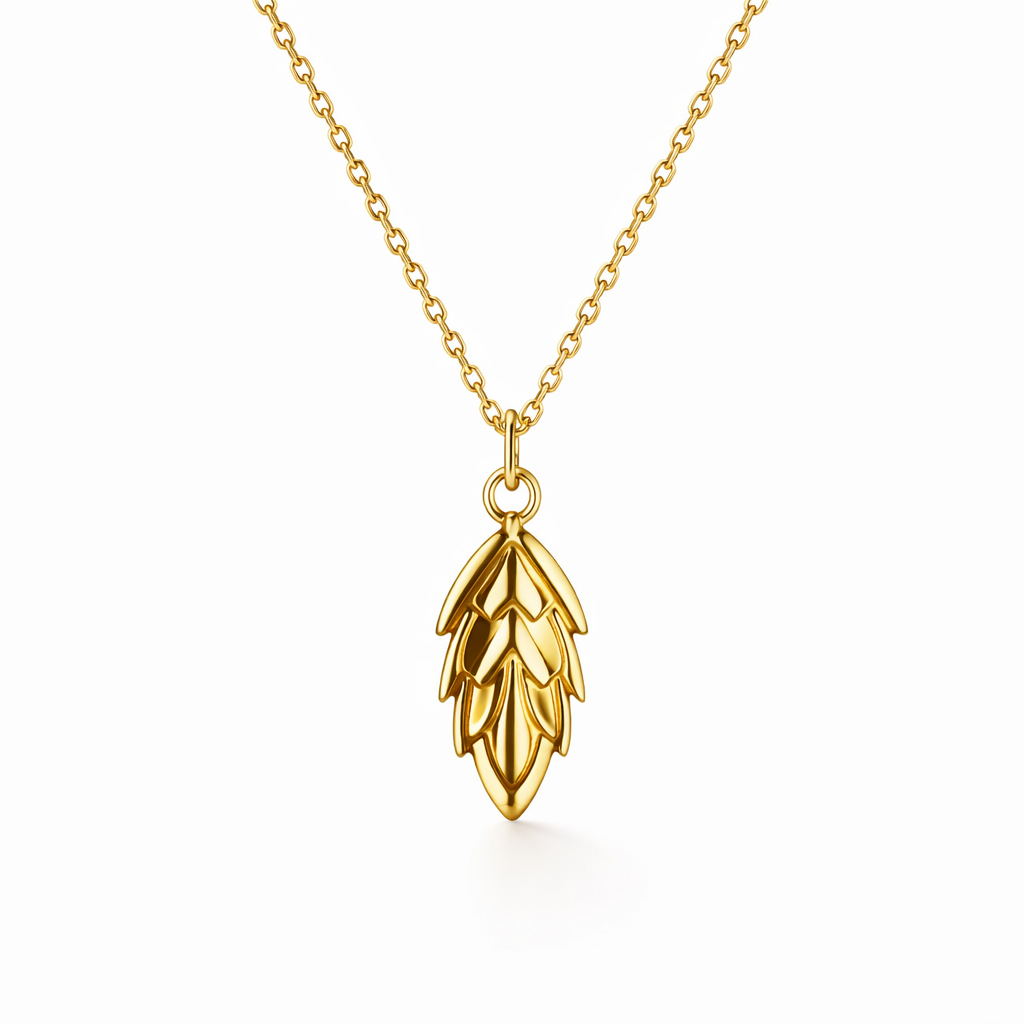Golden Leaf Drop Pendant Necklace