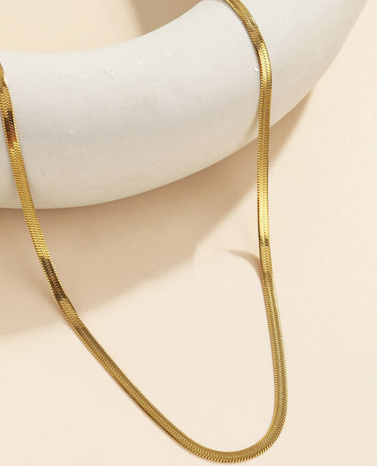 MODFUSE Luxe Flat Snake Chain Necklace – Gold Finish