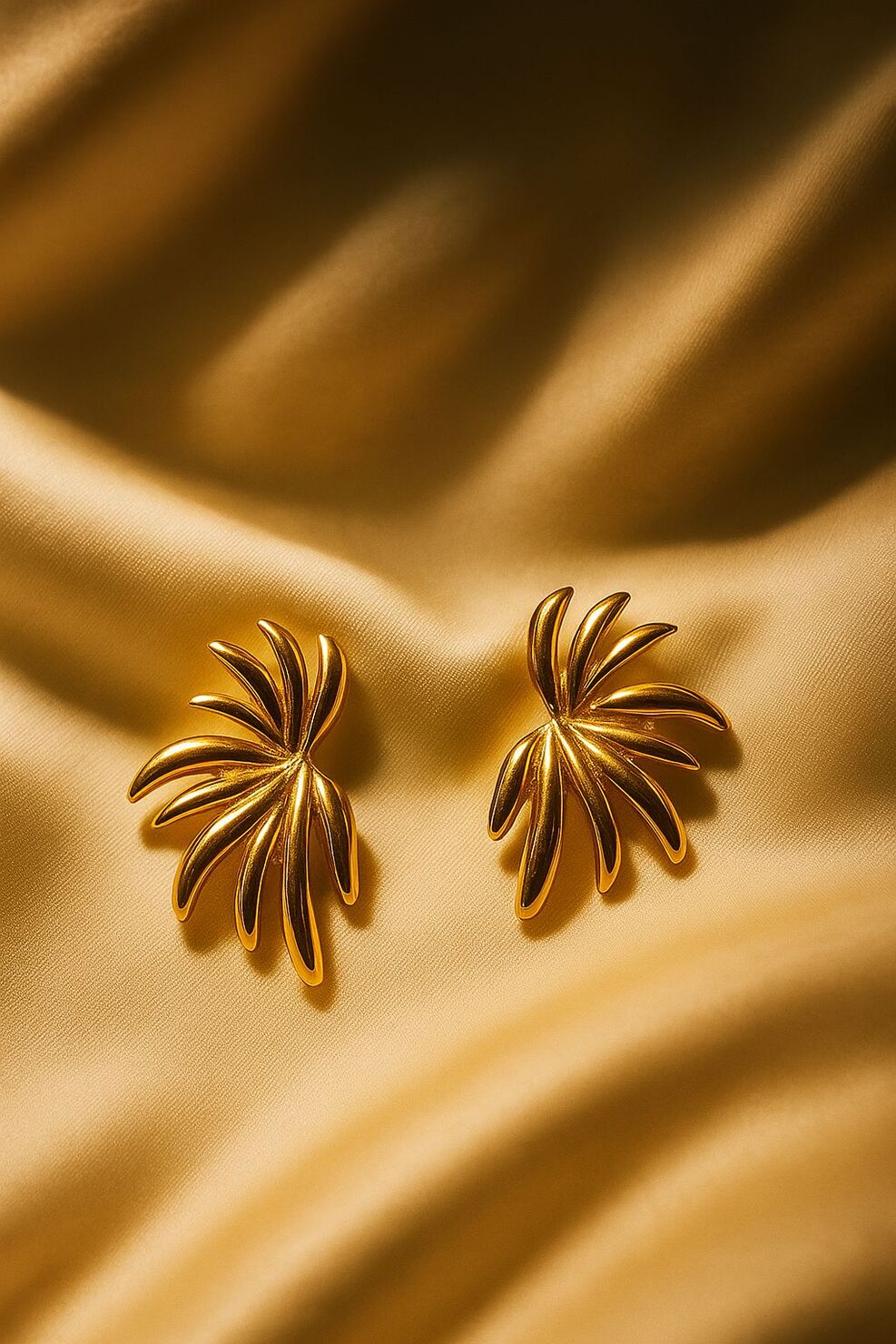 Golden Palm Whisper Stud Earrings