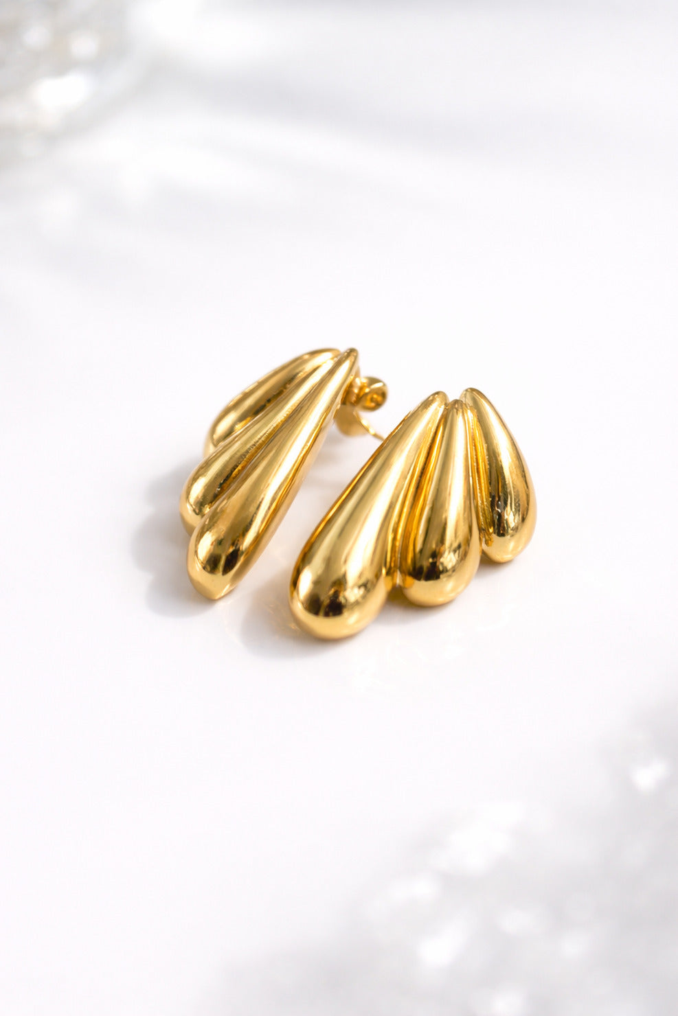 Golden Sculpted Drop Stud Earrings – Modern Luxe