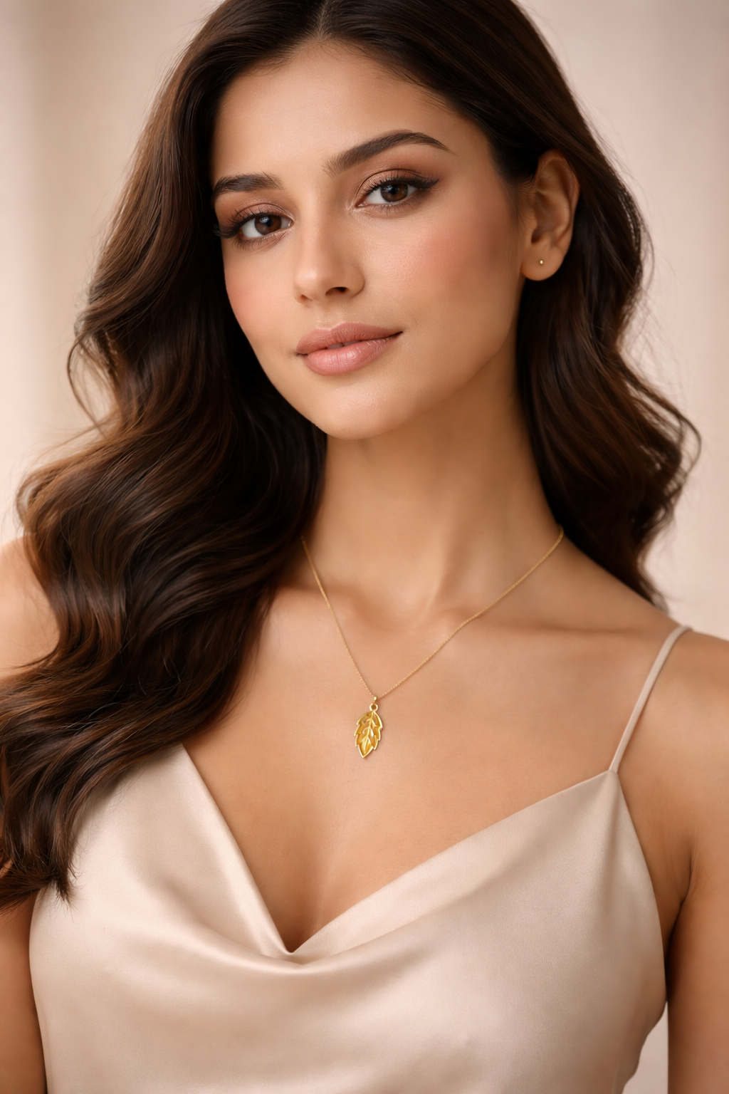 Golden Leaf Drop Pendant Necklace