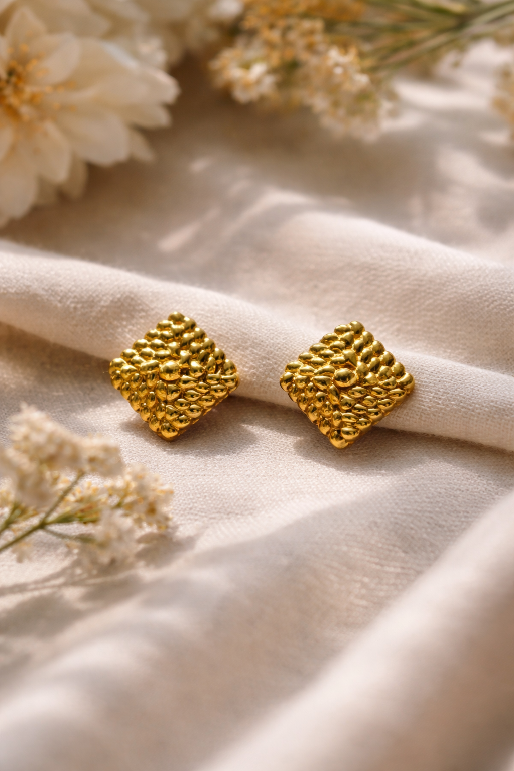 Auric Grid Textured Stud Earrings