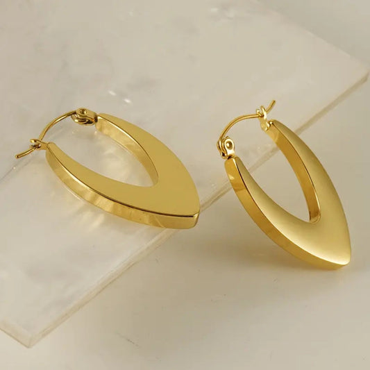 Golden Marquise Hoop Earrings – Modern Luxe