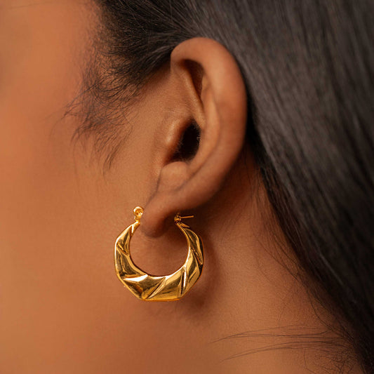 Golden Crumpled Hoop Earrings – Sculpted Luxe