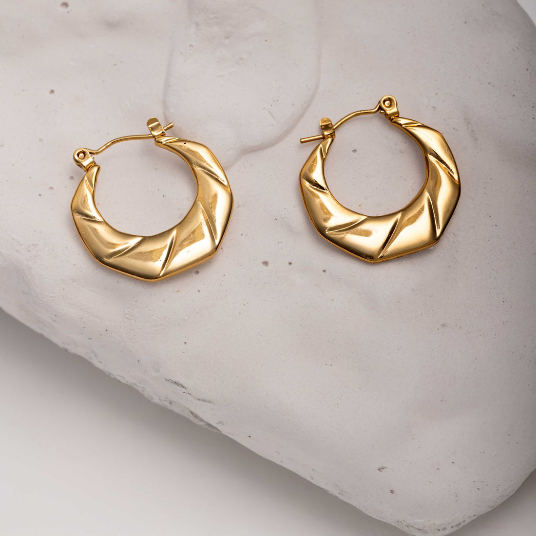 Golden Crumpled Hoop Earrings – Sculpted Luxe