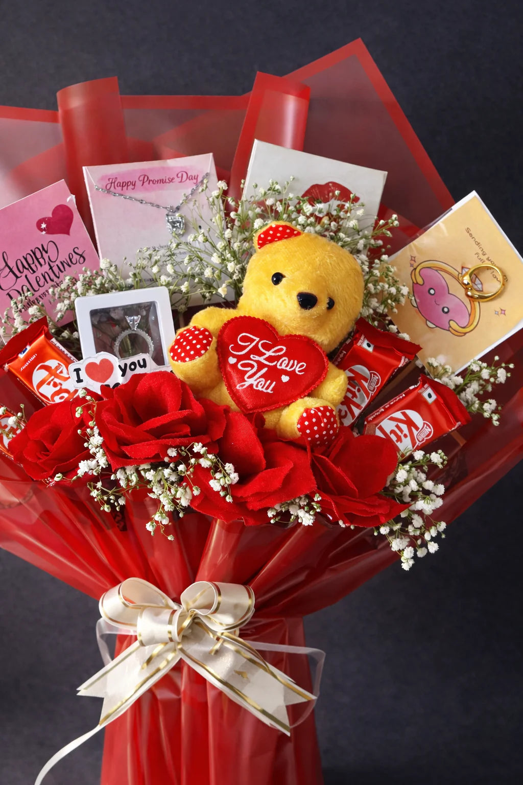 Luxury Valentine Teddy & Chocolate Bouquet Hamper