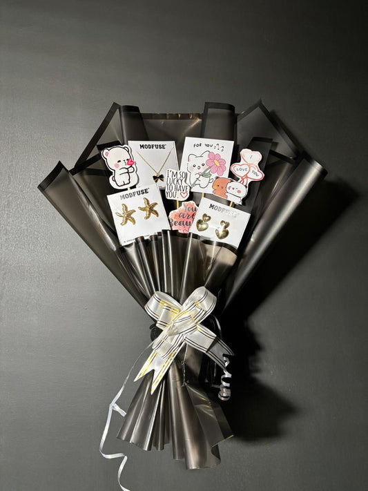 MODFUSE Golden Love Jewellery Gift Bouquet Set