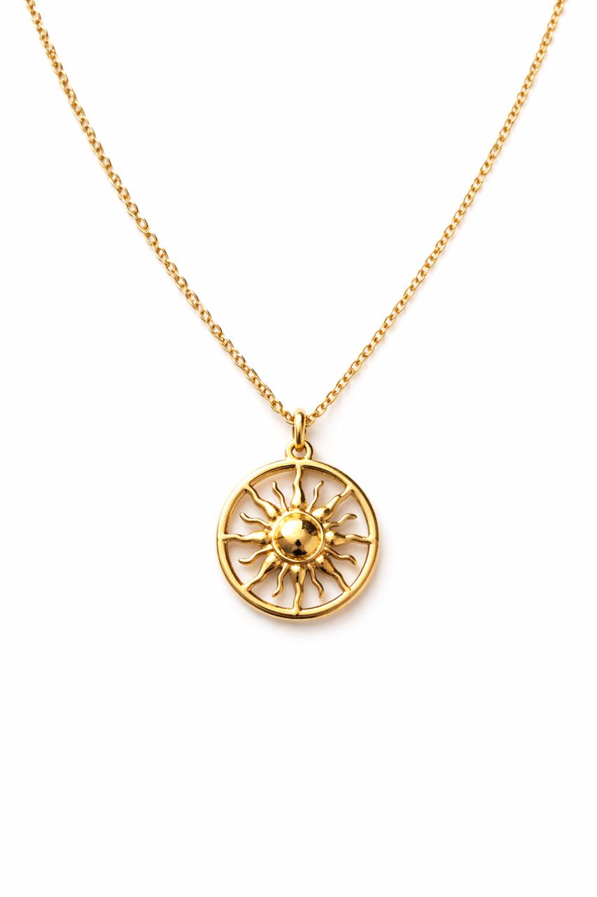Radiant Sun Disc Pendant Necklace